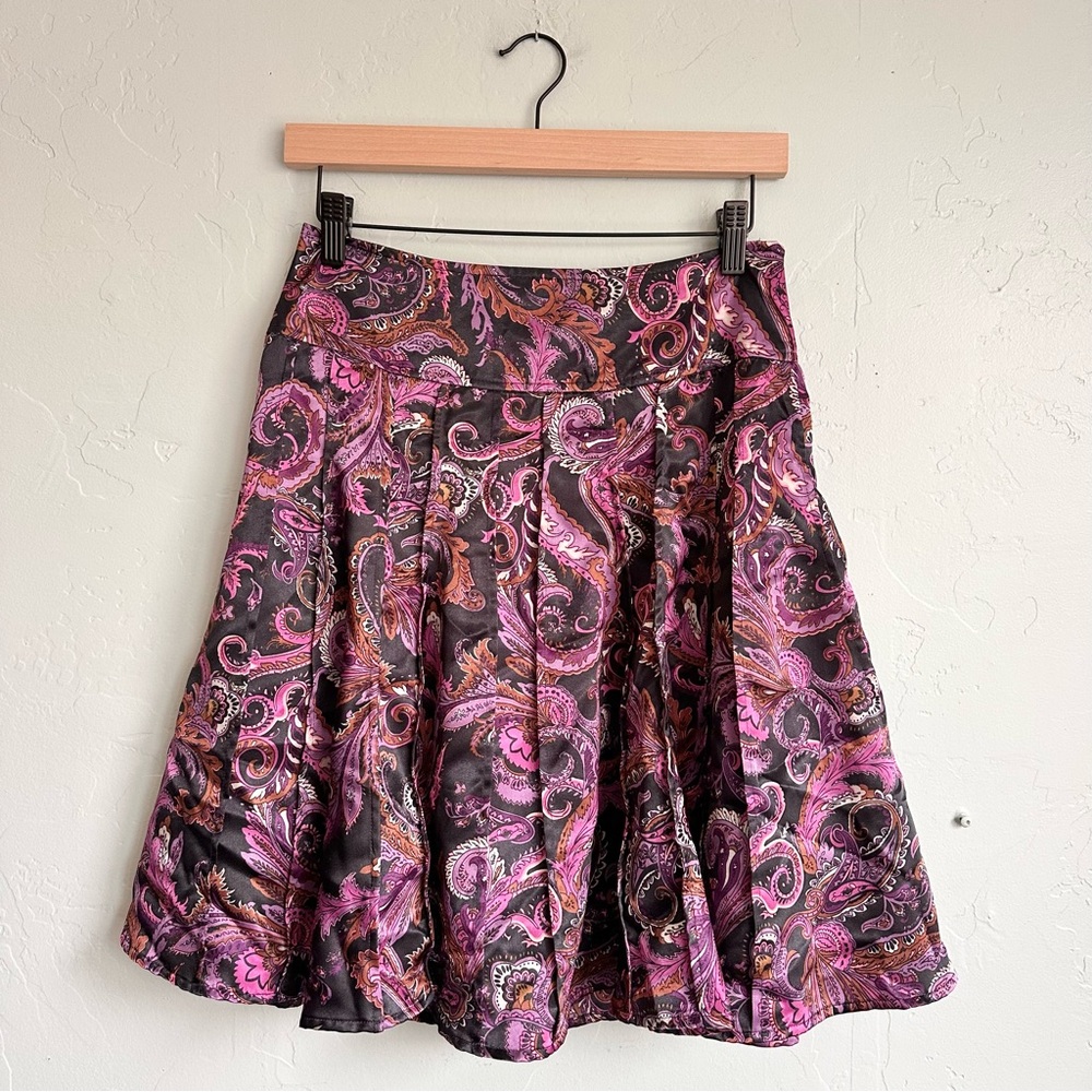 Worthington Women’s Paisley‎ Pleated Satin Skirt SZ 6P Vintage Y2K 90’s Preppy